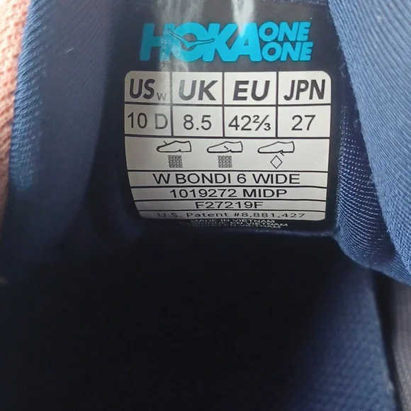 Hoka One One Women's Bondi 6 10D Wide Running Shoes 1019272 MIDP Navy - Picture 11 of 16